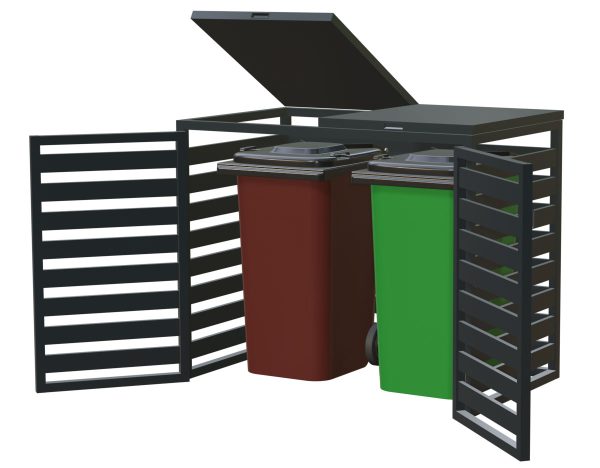 Zabudowa śmietnika 2 kosze (240l) z profila 80x20 antracyt - obrazek 3